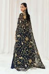 Shop_Redpine Designs_Navy Viscose Georgette, Viscose, Organza Sequins, Embroidery Cape Lehenga Set _at_Aza_Fashions