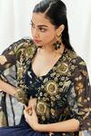 Shop_Redpine Designs_Navy Viscose Georgette, Viscose, Organza Sequins, Embroidery Cape Lehenga Set 