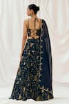 Shop_Redpine Designs_Navy Georgette, Organza, Sequins, Embroidery Printed Lehenga Set _at_Aza_Fashions