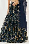 Redpine Designs_Navy Georgette, Organza, Sequins, Embroidery Printed Lehenga Set _at_Aza_Fashions