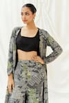 Shop_Redpine Designs_Black Viscose, Crepe, Silk Sequins, Embroidery Open Neck, Jacket Sharara Set _Online_at_Aza_Fashions