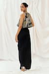 Buy_Redpine Designs_Black Viscose, Crepe, Satin, Silk Cut Work, Printed Top And Draped Skirt Set 