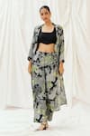 Buy_Redpine Designs_Black Viscose, Silk Embroidery Open , Square Printed Jacket Pant Set _at_Aza_Fashions