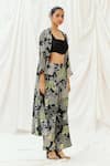 Buy_Redpine Designs_Black Viscose, Silk Embroidery Open , Square Printed Jacket Pant Set _Online_at_Aza_Fashions