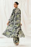 Shop_Redpine Designs_Black Viscose, Silk Embroidery Open , Square Printed Jacket Pant Set _at_Aza_Fashions