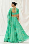 Shop_Redpine Designs_Turquoise Viscose Georgette Sequins, Embroidery, Tassels Printed Lehenga Set _at_Aza_Fashions