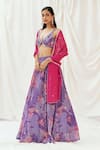 Buy_Redpine Designs_Purple Georgette, Sequins, Embroidery Floral Print Lehenga Set _Online_at_Aza_Fashions