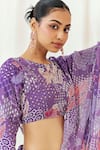 Shop_Redpine Designs_Purple Viscose Georgette Sequins, Printed Pre-draped Saree With Blouse _Online_at_Aza_Fashions