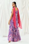 Shop_Redpine Designs_Purple Georgette, Sequins, Pom-poms Round Neck Printed Kurta Set _at_Aza_Fashions