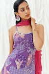 Buy_Redpine Designs_Purple Georgette, Sequins, Pom-poms Round Neck Printed Kurta Set _Online_at_Aza_Fashions