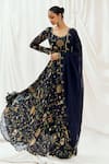 Buy_Redpine Designs_Navy Viscose Georgette, Viscose, Organza Sequins Printed Anarkali With Dupatta _at_Aza_Fashions