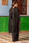 Shop_Nafs_Black Bemberg, Crepe, Chiffon Zari, Embroidery Round Neck Kurta Set _at_Aza_Fashions