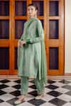 Buy_Nafs_Green Tussar, Silk, Bemberg, Satin, Chiffon Embroidery, Mirrors Sage Kurta Set _Online_at_Aza_Fashions