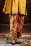 Nafs_Yellow Tussar, Silk, Velvet, Net Sequins, Embroidery, Butter Scotch Kurta Set _Online_at_Aza_Fashions