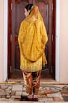 Shop_Nafs_Yellow Tussar, Silk, Velvet, Net Sequins, Embroidery, Butter Scotch Kurta Set _at_Aza_Fashions