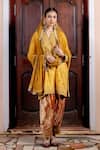 Buy_Nafs_Yellow Tussar, Silk, Velvet, Net Sequins, Embroidery, Butter Scotch Kurta Set _at_Aza_Fashions