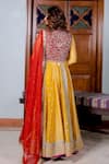 Shop_Nafs_Yellow Brocade, Chanderi, Chiffon Zari, Sequins Round Neck Anarkali Set _at_Aza_Fashions