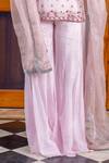Nafs_Pink Georgette, Silk Organza, Tissue Embroidery, Powder Kurta Sharara Set _Online_at_Aza_Fashions