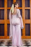 Shop_Nafs_Pink Georgette, Silk Organza, Tissue Embroidery, Powder Kurta Sharara Set _at_Aza_Fashions