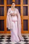 Buy_Nafs_Pink Georgette, Silk Organza, Tissue Embroidery, Powder Kurta Sharara Set _Online_at_Aza_Fashions