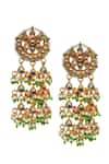 Shop_Tad Accessories_White Imitation Diamonds Gold Finish Kundan Earrings _at_Aza_Fashions