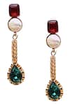 Shop_Tad Accessories_Red Stones Ruby Gold Finish Earrings _at_Aza_Fashions
