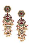 Shop_Tad Accessories_Multi Color Gold Finish Imitation Kundan Earrings _at_Aza_Fashions