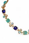 Tad Accessories_Turquoise Gold Finish Semi Precious Stone Necklace _Online_at_Aza_Fashions