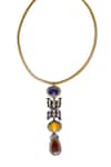 Shop_Tad Accessories_Red Two Tone Finish Imitation Polki Necklace _at_Aza_Fashions