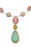 Tad Accessories_Gold Plated Finish Semi Precious Stone Necklace _Online_at_Aza_Fashions