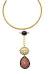 Shop_Tad Accessories_Multi Color Gold Finish Imitation Kundan Necklace _at_Aza_Fashions