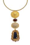 Tad Accessories_Blue Gold Finish Imitation Kundan Necklace _Online_at_Aza_Fashions