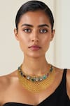 Buy_Tad Accessories_Multi Color Gold Finish Semi Precious Stone Necklace _at_Aza_Fashions