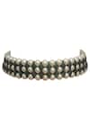 Tad Accessories_Green Two Tone And Pearl Choker Necklace _Online_at_Aza_Fashions