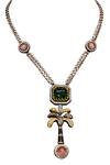 Shop_Tad Accessories_Blue Designer Semi Precious Stone Necklace _at_Aza_Fashions