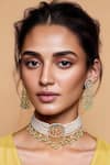 Buy_Tad Accessories_White Diamonds Gold Finish Imitation Kundan Necklace Set _at_Aza_Fashions