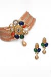 Tad Accessories_Multi Color Gemstones Gold Finish Semi Precious Jewelry Set _Online_at_Aza_Fashions