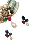 Tad Accessories_Multi Color Stones Gold Finish Semi Precious Choker Set _Online_at_Aza_Fashions