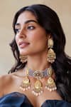 Buy_Tad Accessories_Purple Crystals, Stones Gold Finish Imitation Kundan Necklace Set _at_Aza_Fashions