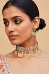 Buy_Tad Accessories_Pink Pearls Gold Finish Imitation Polki Necklace Set _at_Aza_Fashions