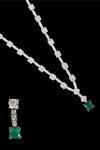 Tad Accessories_Green Crystals Cubic Zirconia Stone Necklace Set _Online_at_Aza_Fashions