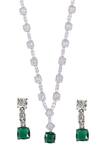 Shop_Tad Accessories_Green Crystals Cubic Zirconia Stone Necklace Set _at_Aza_Fashions