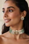 Buy_Tad Accessories_Green Stones Gold Finish Choker Set _at_Aza_Fashions