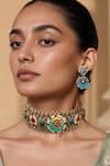 Buy_Tad Accessories_Turquoise Stones Antique Silver Finish Jewelry Set _at_Aza_Fashions