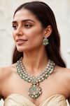 Buy_Tad Accessories_Green Faux Diamonds, Gemstones Gold Finish Choker Set _at_Aza_Fashions