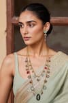 Buy_Tad Accessories_Multi Color Gold Finish Necklace And Earrings Set _at_Aza_Fashions