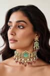 Buy_Tad Accessories_Green Gold Finish Kundan Necklace Set _at_Aza_Fashions