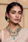 Tad Accessories_Multi Color Antique Silver Finish Necklace Set _Online_at_Aza_Fashions