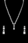 Shop_Tad Accessories_White Crystals Cubic Zirconia Stone Necklace Set _at_Aza_Fashions