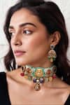 Buy_Tad Accessories_Gold Plated Gemstones, Faux Diamonds Finish Choker Set _at_Aza_Fashions
